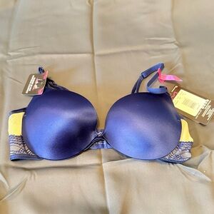 Elegant 34C Blue Women's Push Up and In Demi Coverage Bra